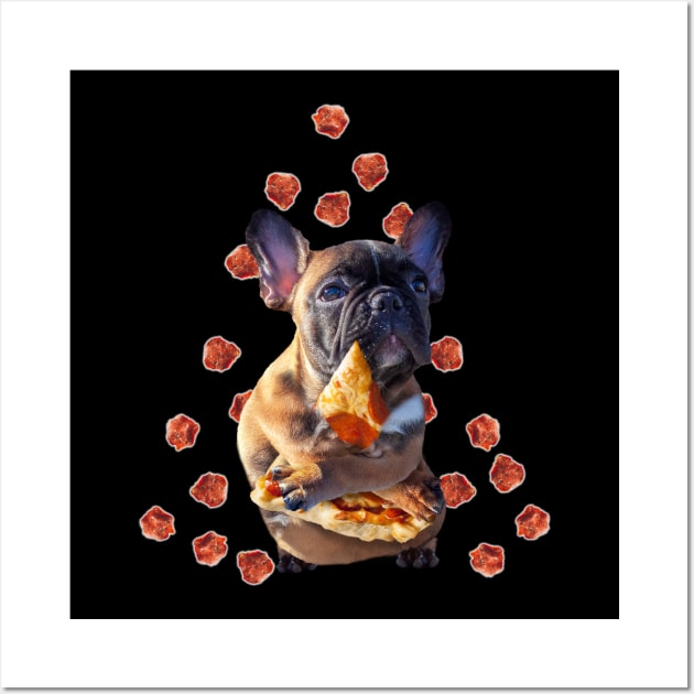 French Bulldog Dog Dogs Eating Pizza Funny Cute French Bulldog Dog Dogs Eating Pizza Posters and Art Prints TeePublic
